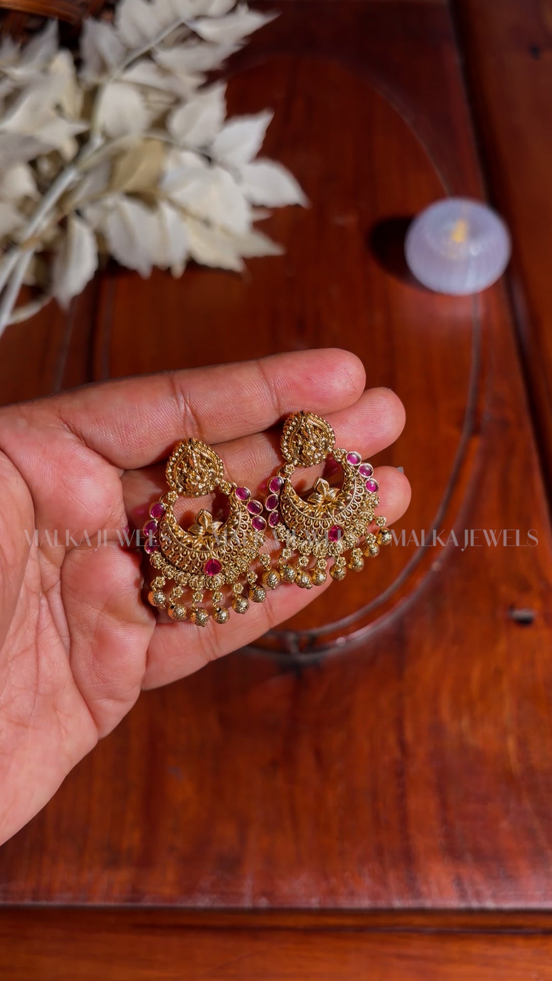 Antique Ruby Chandbali Earrings MK3
