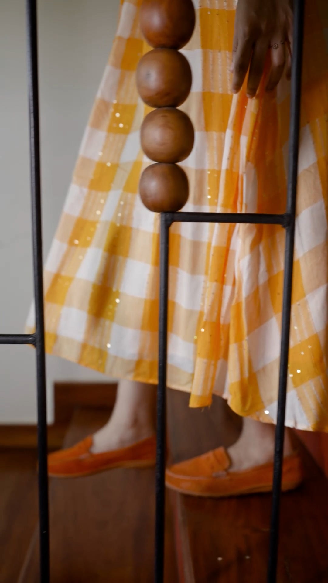Cotton Yarn-Dyed Yellow Check Kurthi [ZD01]