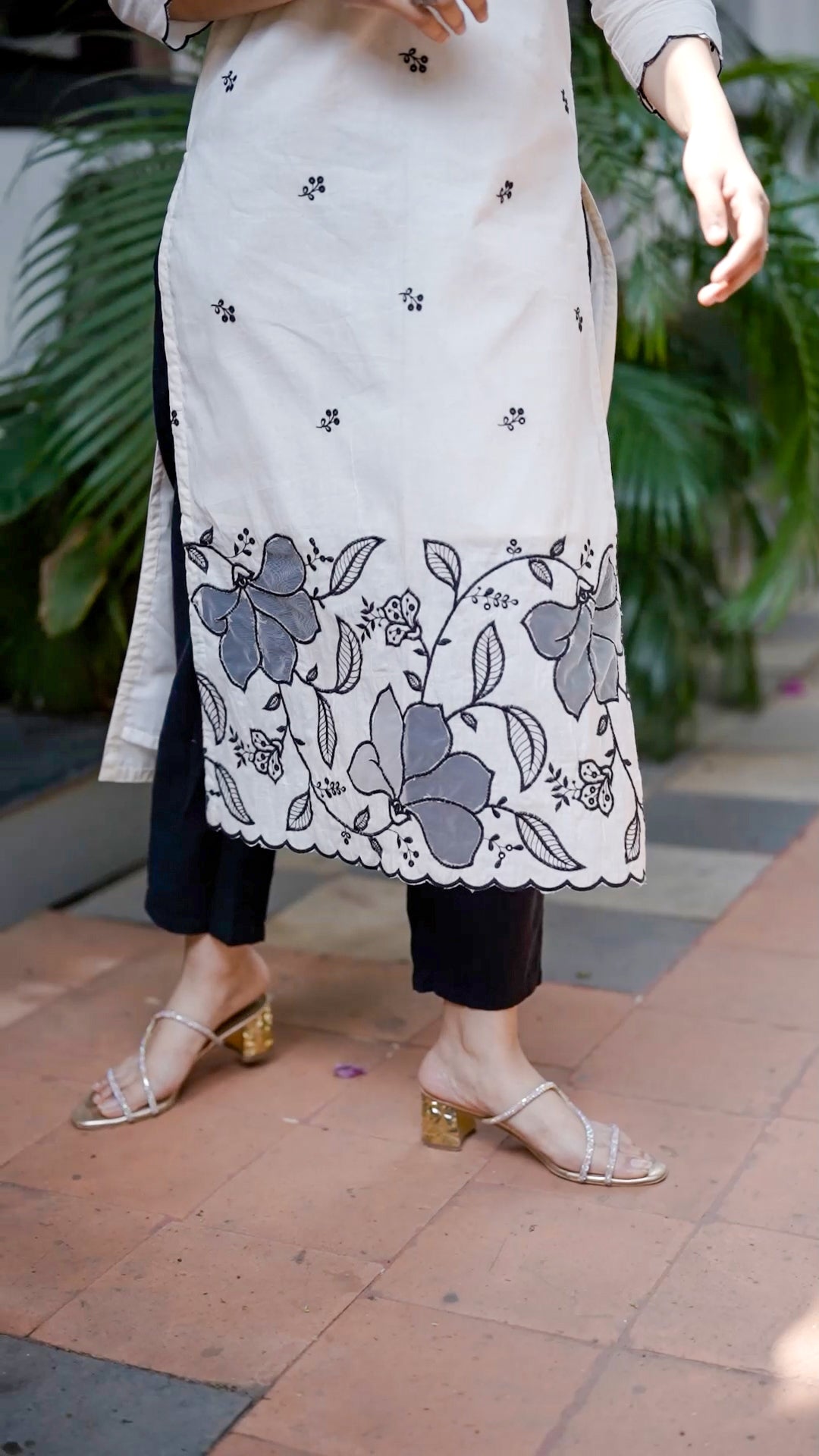 Elegant White Floral Embroidered Palazzo