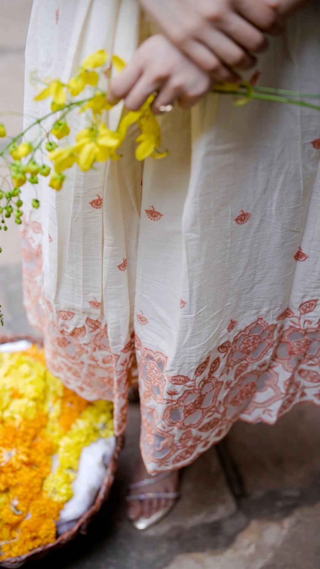 Elegant Cotton Kurthi with Floral Border