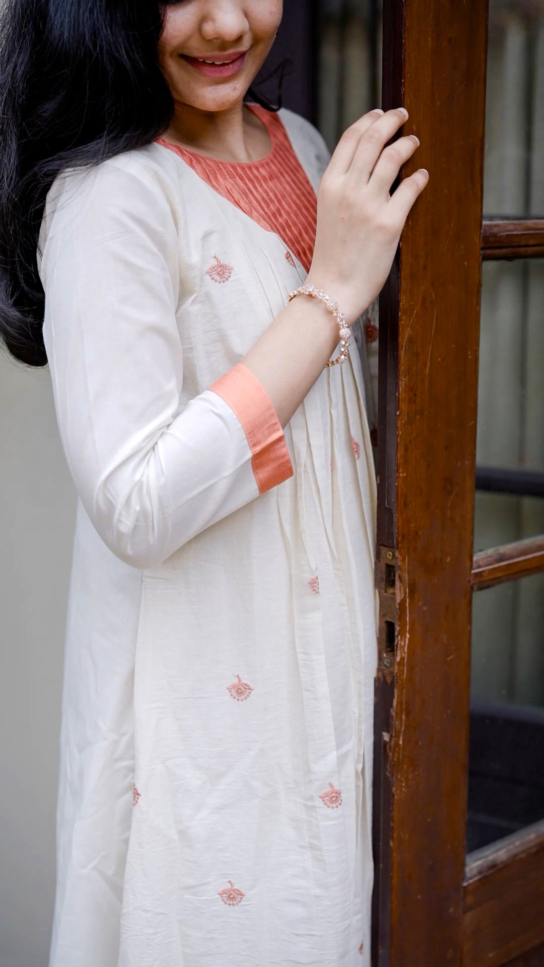 Elegant Cotton Kurthi with Floral Border