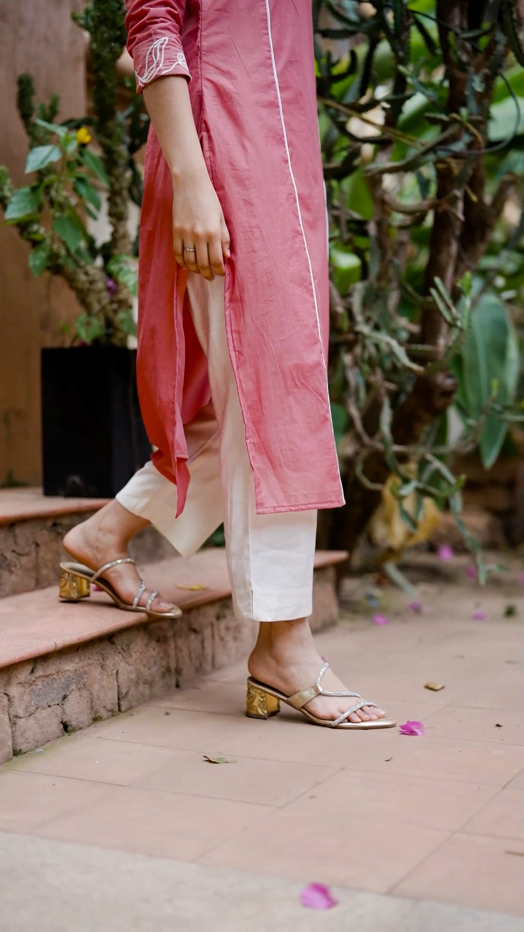 Rose Pink Chanderi Silk Kurthi