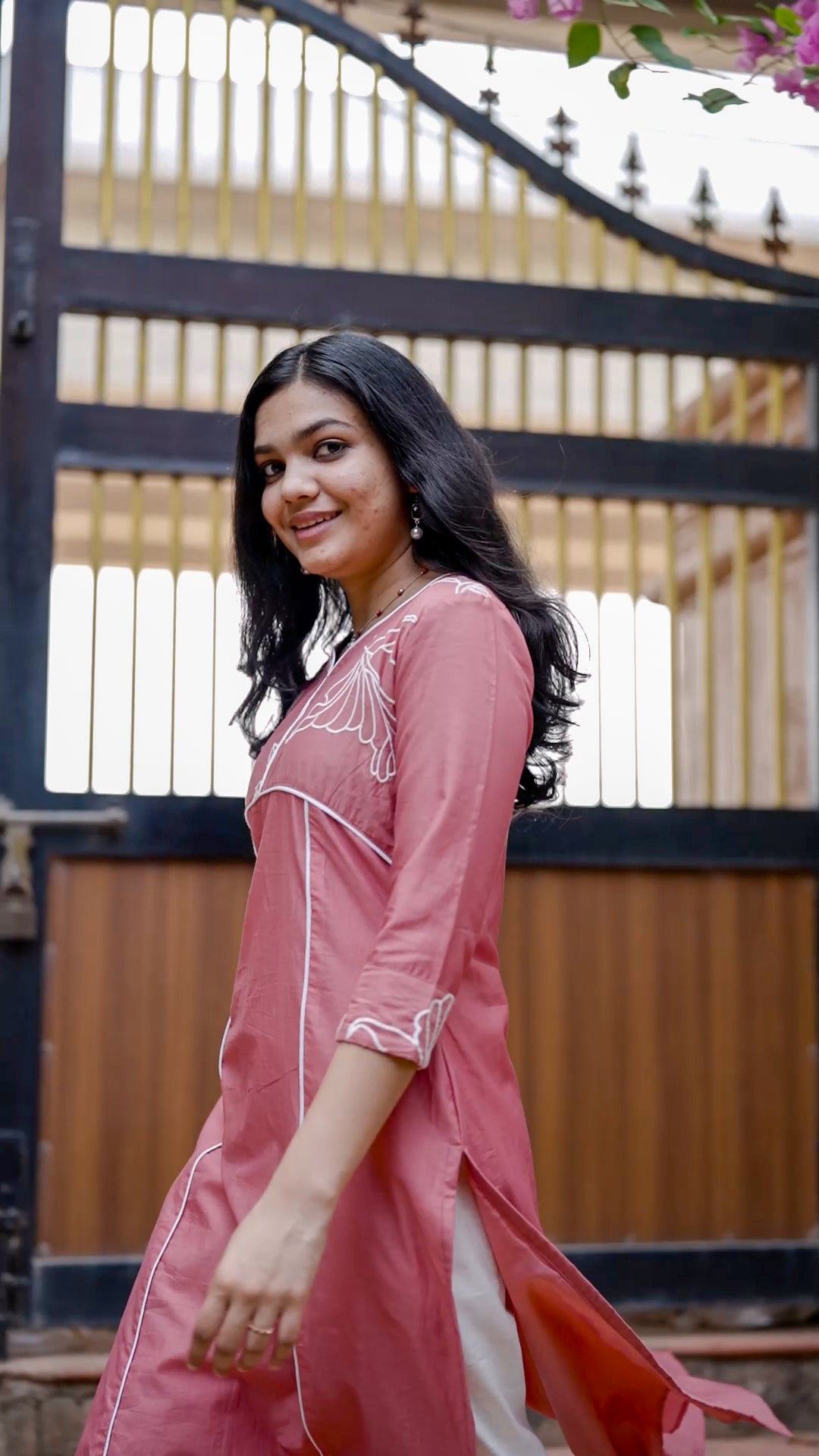 Rose Pink Mul Chanderi Palazzo Set