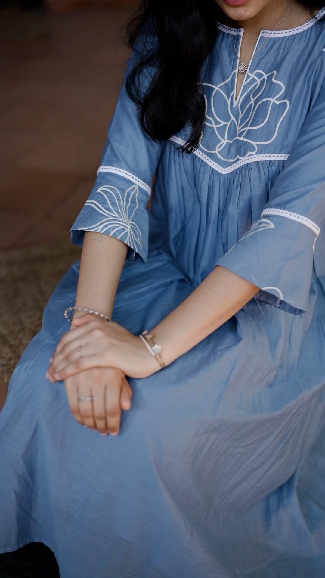 Mul Chanderi Kurti with Embroidery[RKS02]