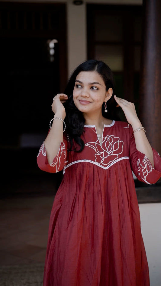 Mul Chanderi Kurti with Embroidery[RKS03]