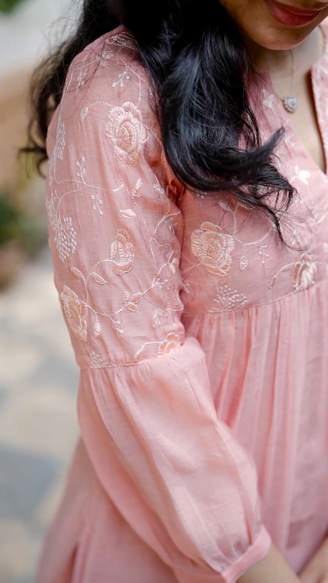 Elegant Mul Chanderi Kurthi with Palazzo Set – Pastel Peach [MA03]