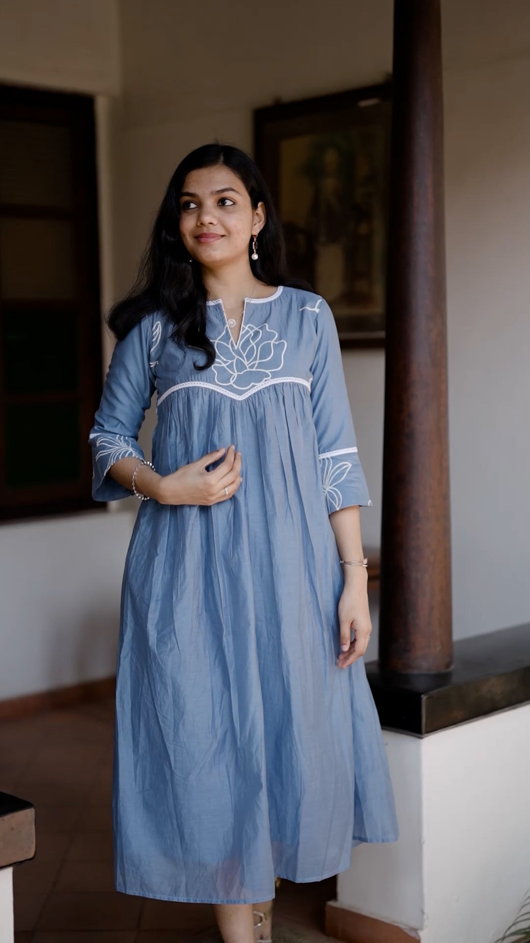 Mul Chanderi Kurti with Embroidery[RKS02]