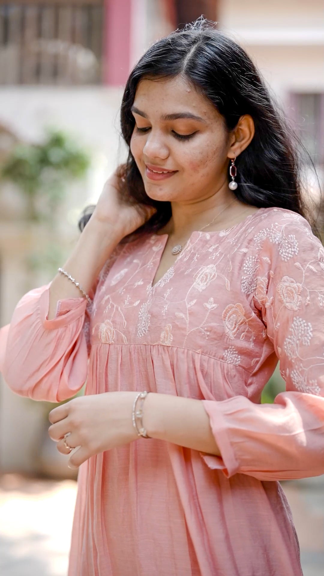 Elegant Mul Chanderi Kurthi – Soft Pastel Peach [MA03]