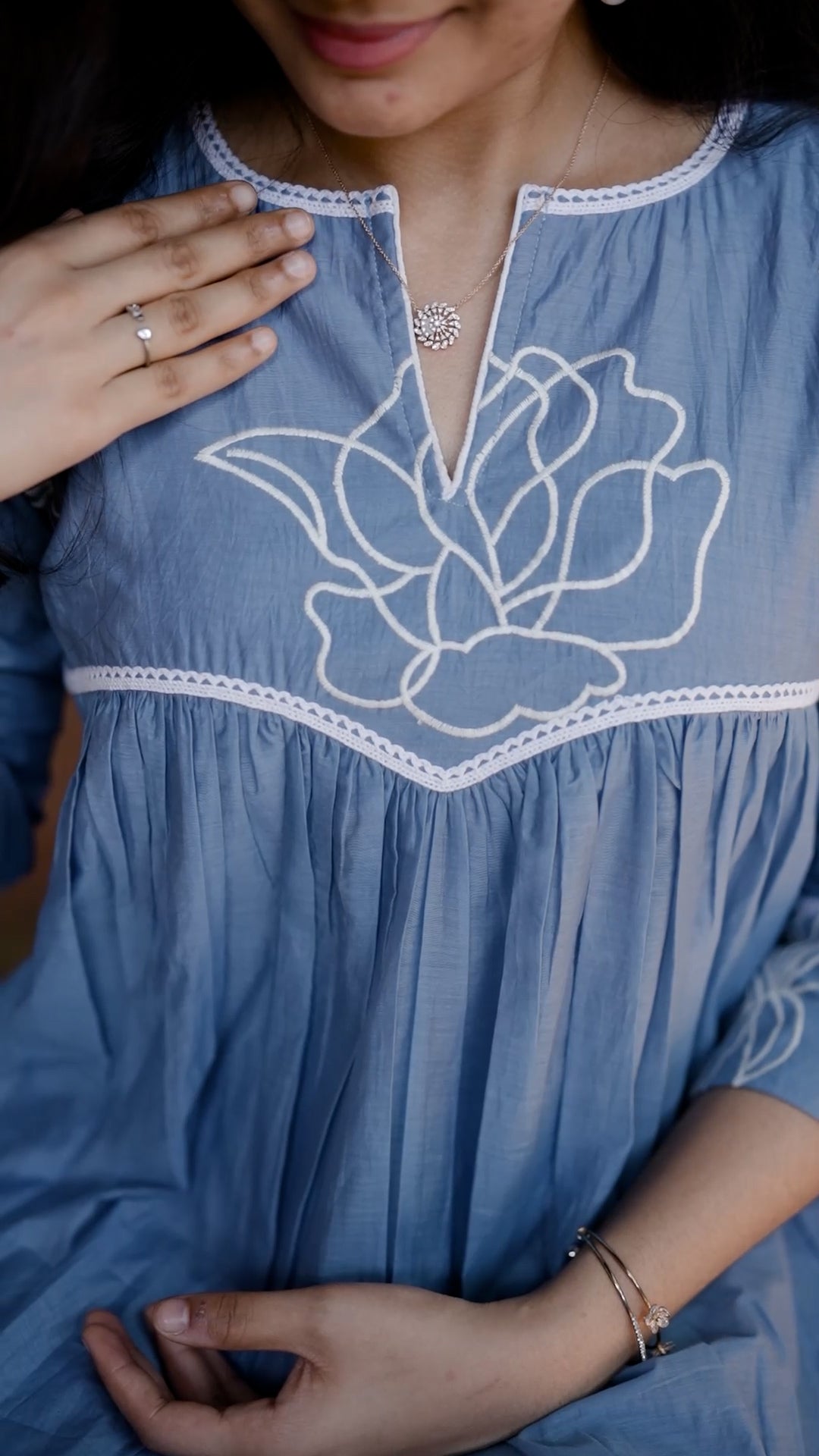 Mul Chanderi Kurti with Embroidery[RKS02]