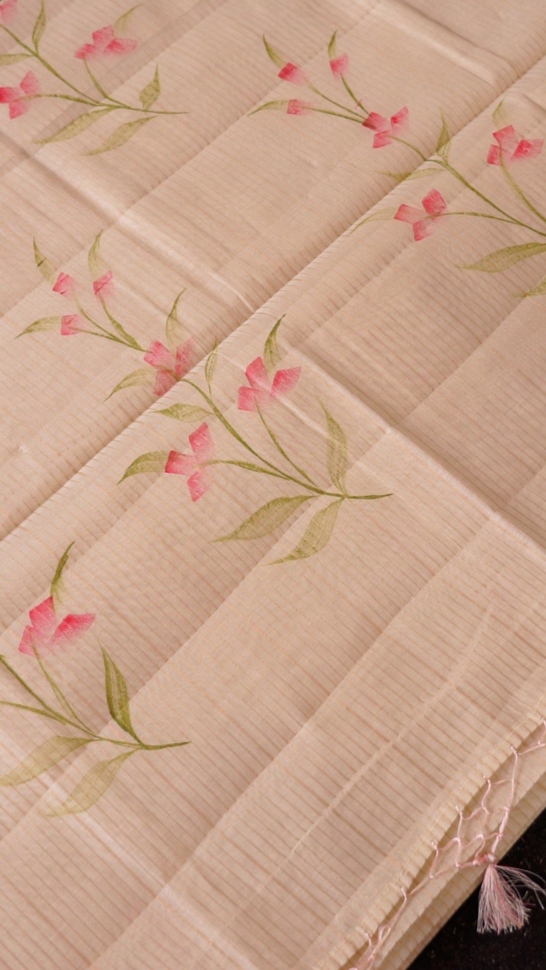 Floral Pink Border Saree [B03]