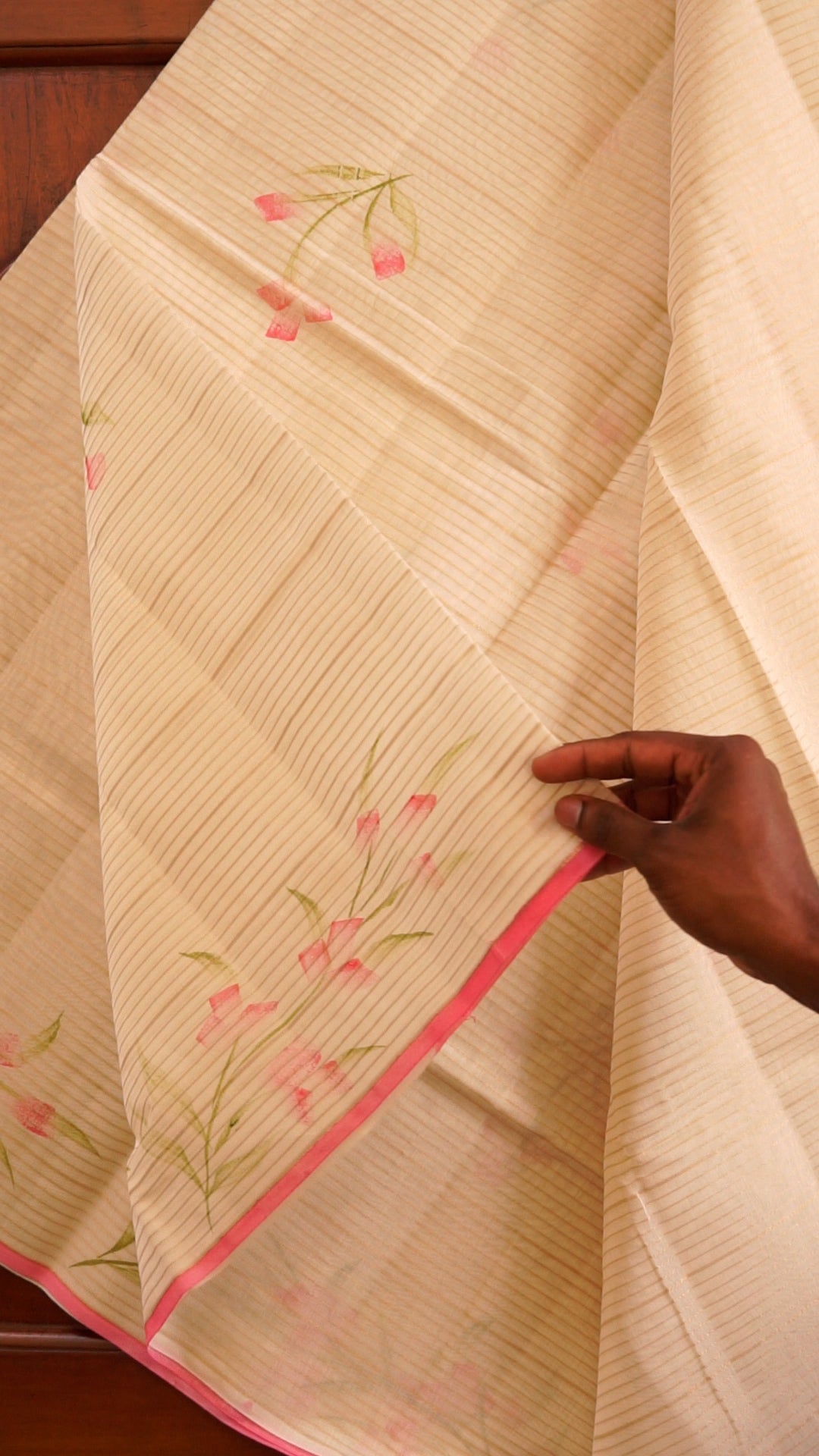 Floral Pink Border Saree [B03]