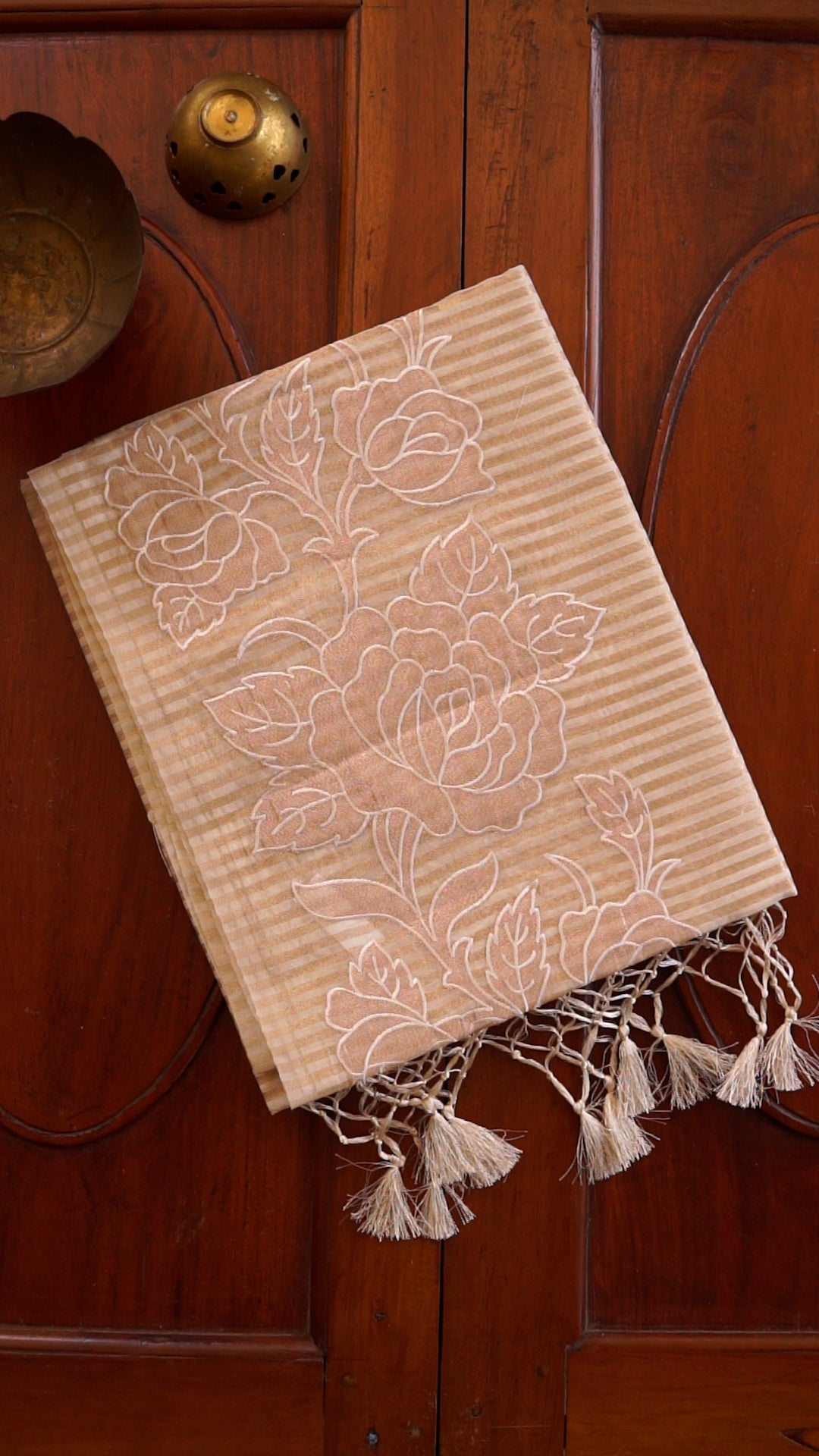Soft Striped Floral Saree [B04]