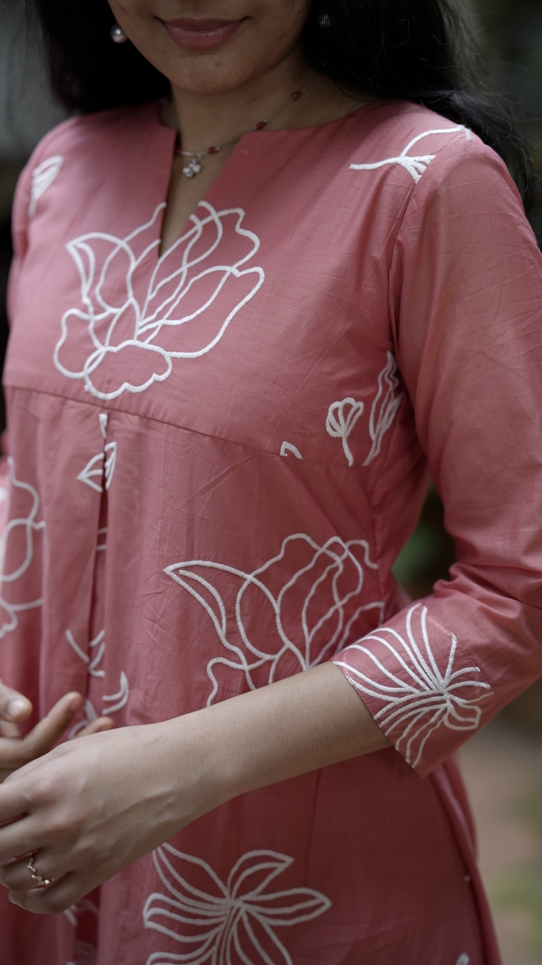 Pink Floral Mul Chanderi Palazzo