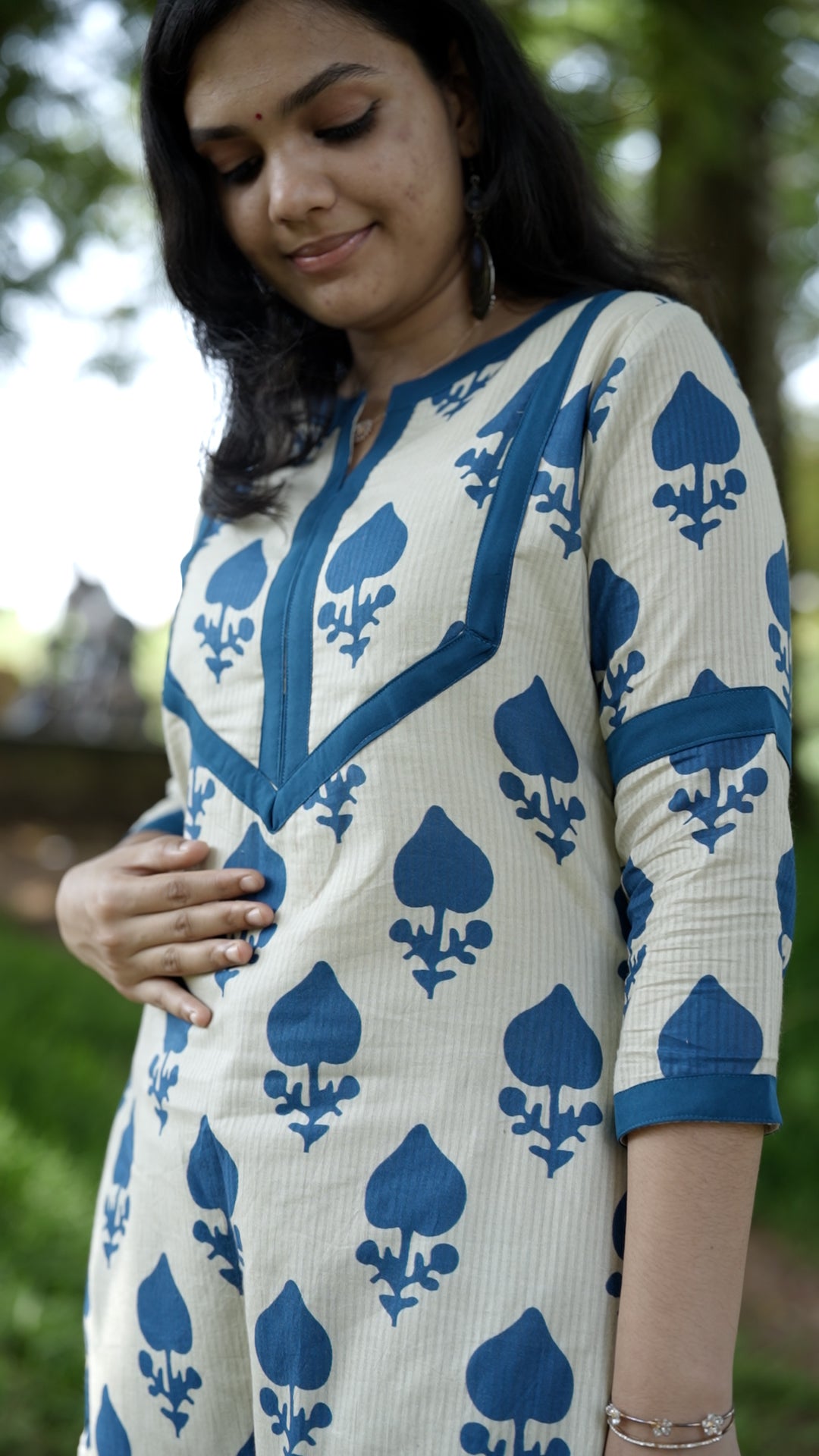Premium Printed Cotton Kurthi with Contrast Detailing [ZD15]