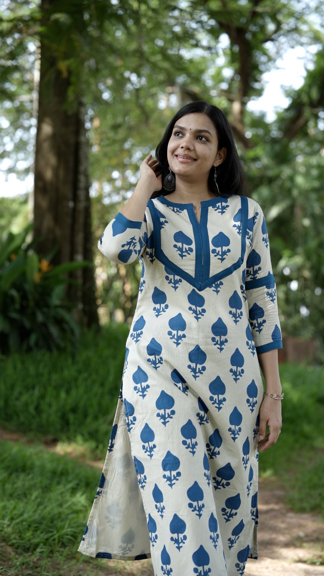 Premium Printed Cotton Kurthi with Contrast Detailing [ZD15]