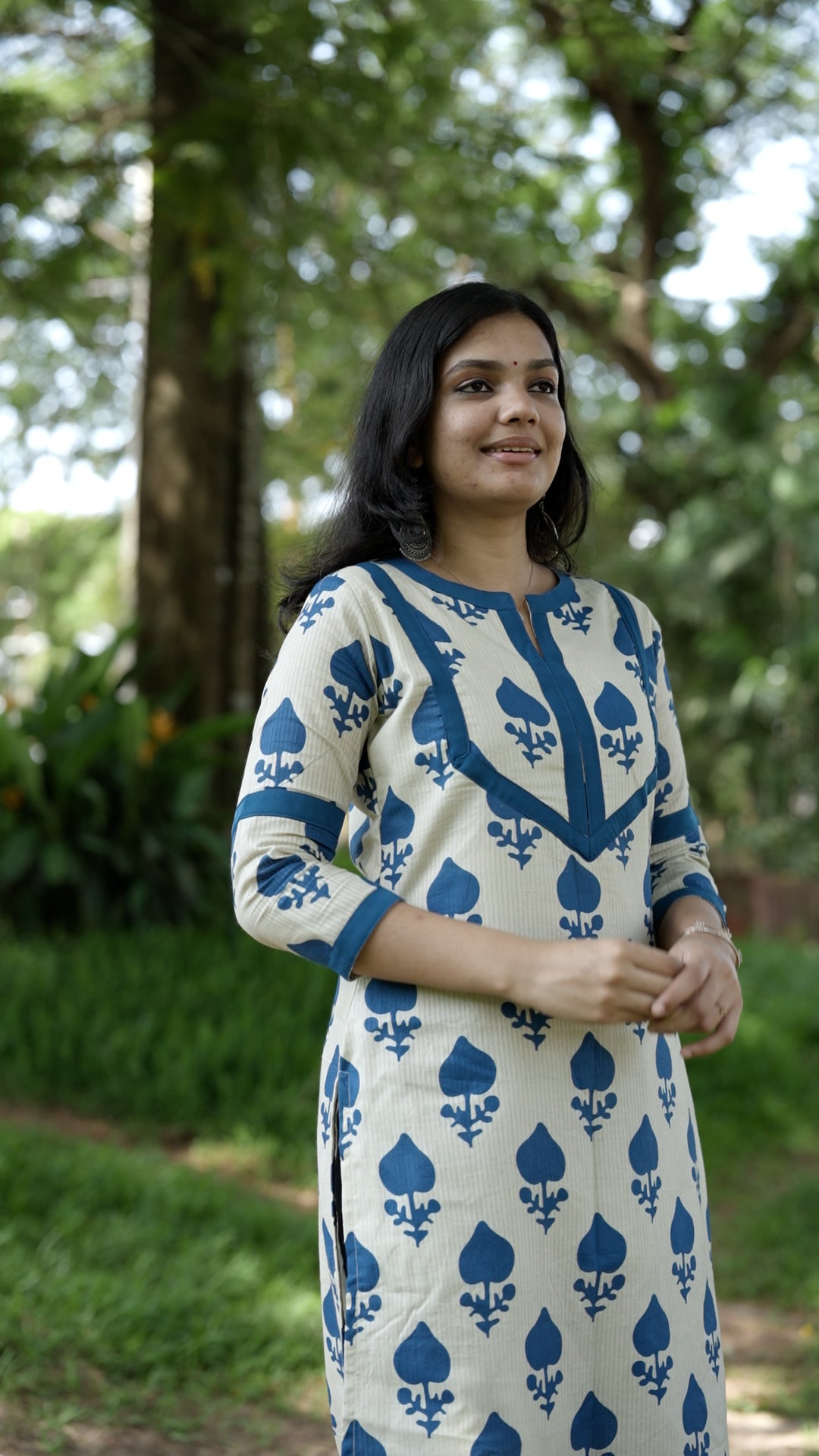 Premium Printed Cotton Kurthi with Contrast Detailing [ZD15]