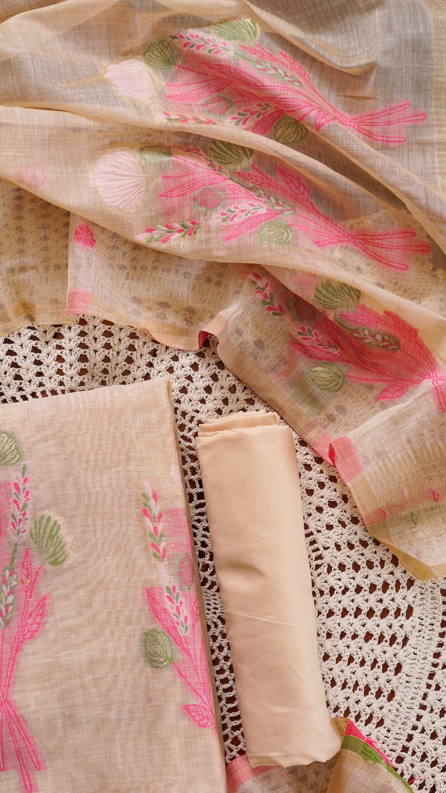 Onam Special Cotton Chanderi Unstitched Salwar Set [GUG229]