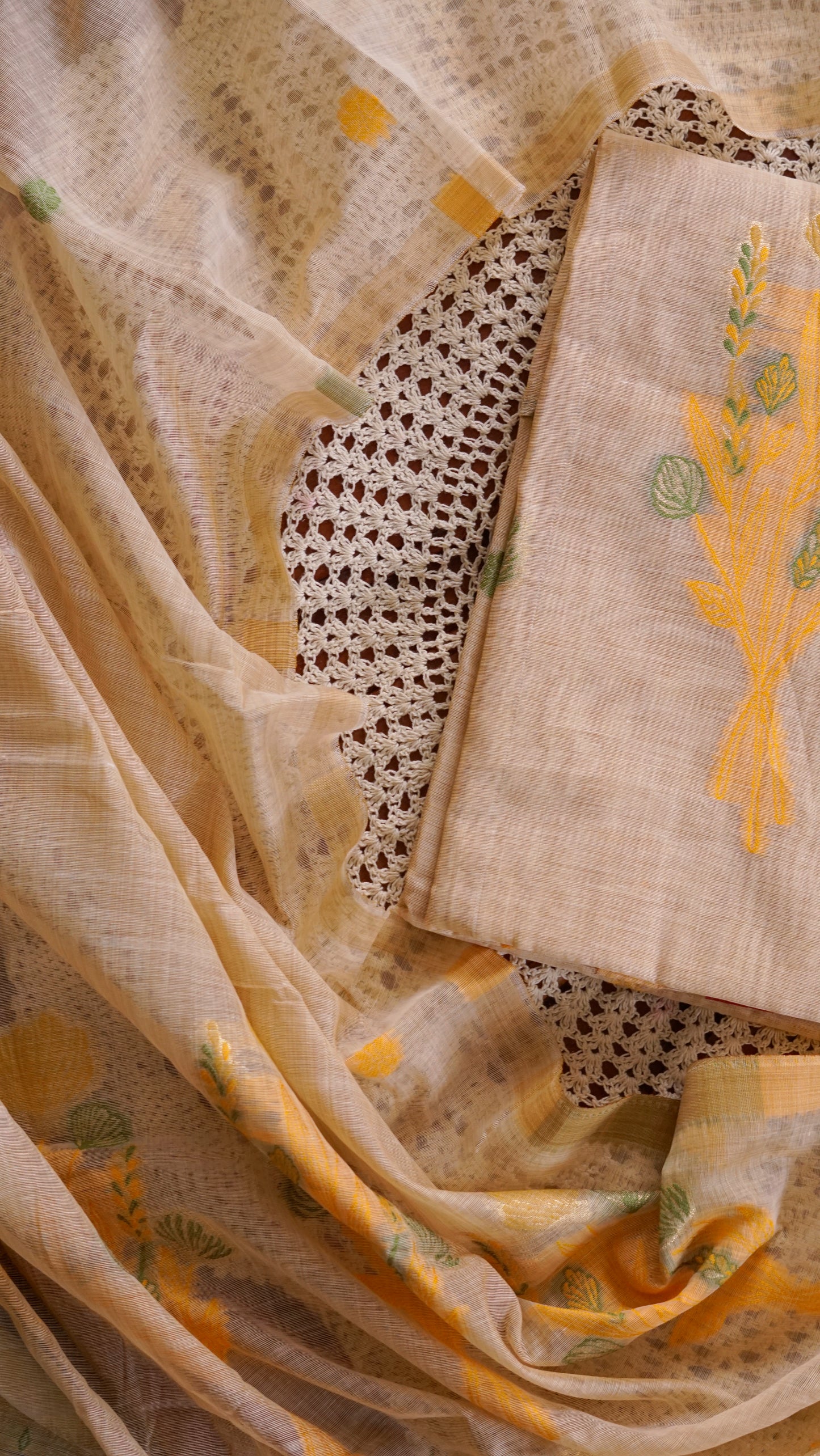 Onam Special Cotton Chanderi Unstitched Salwar Set [GUG228]