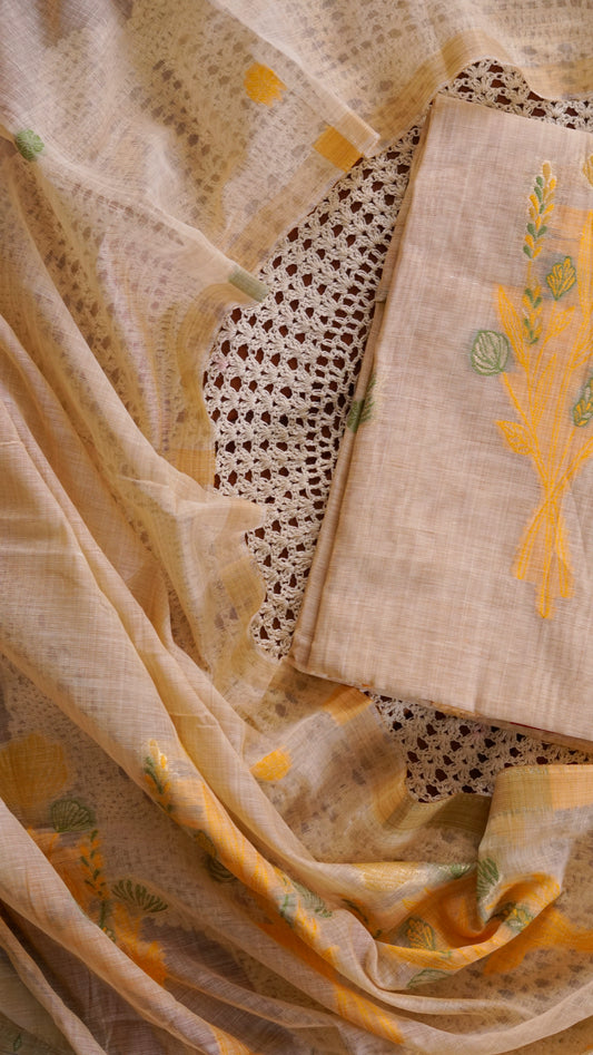Onam Special Cotton Chanderi Unstitched Salwar Set [GUG228]