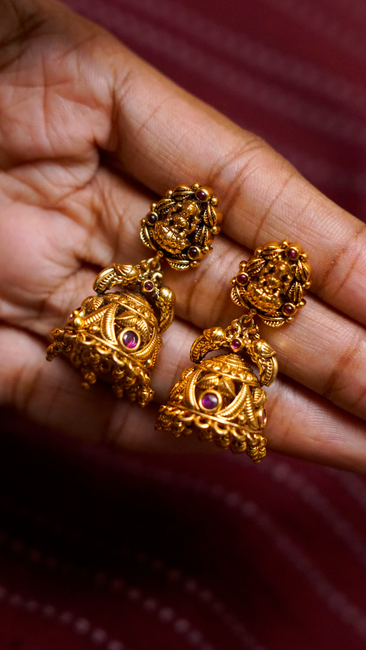 Traditional Lakshmi Temple Jhumka Earrings [J46]