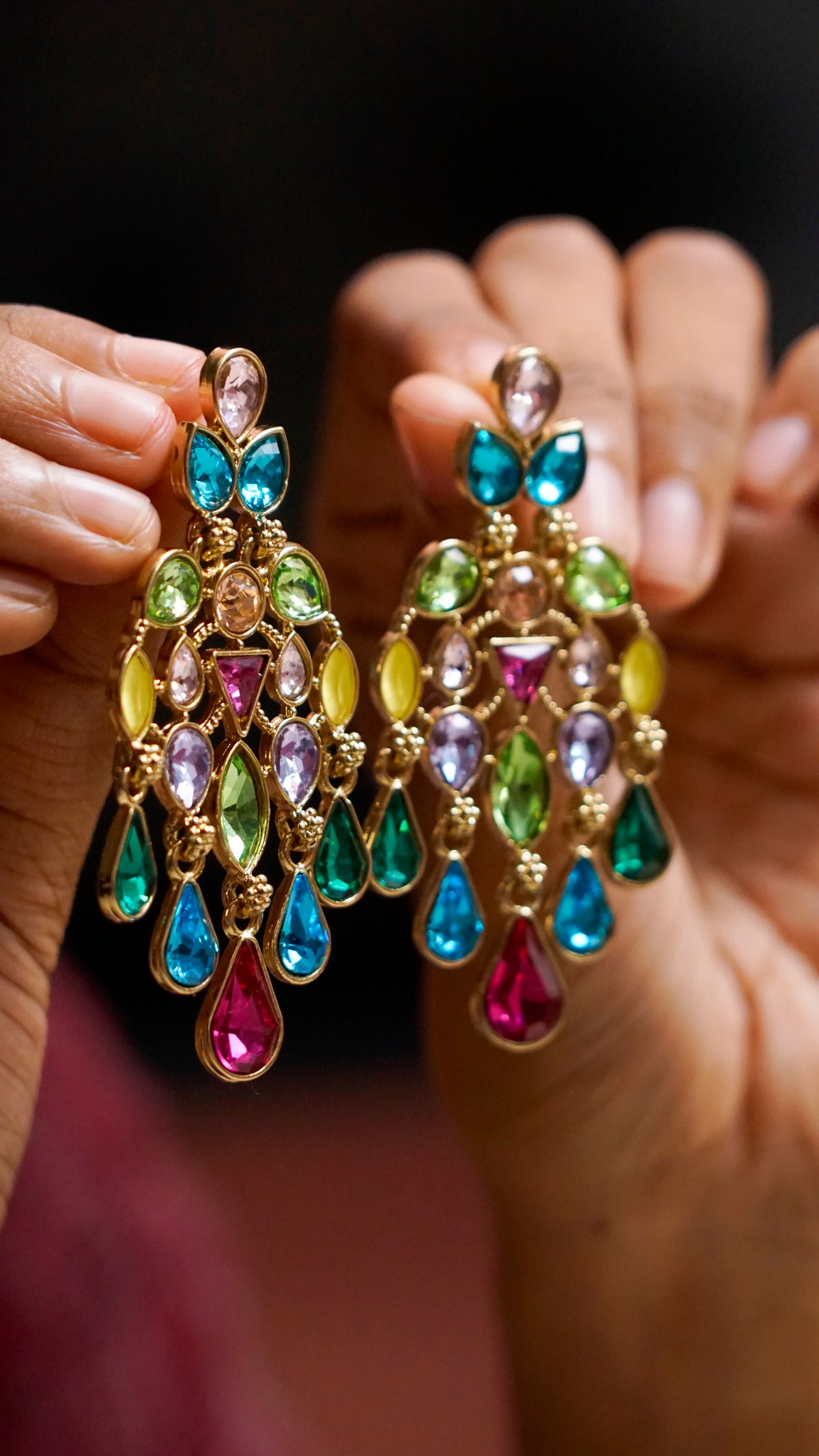 Multicolour Crystal Statement Earrings [J94]