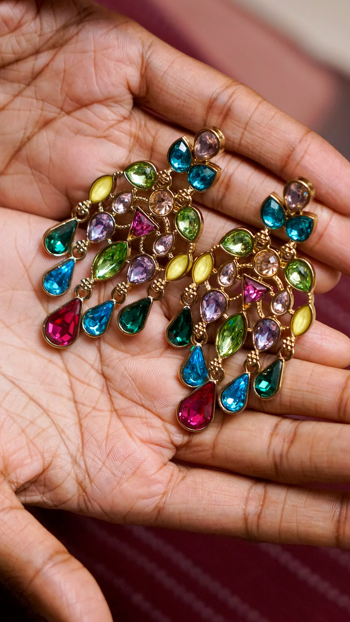 Multicolour Crystal Statement Earrings [J94]