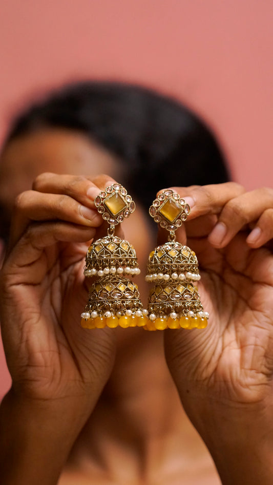 Elegant Antique Gold Jhumka Earrings  [J58]