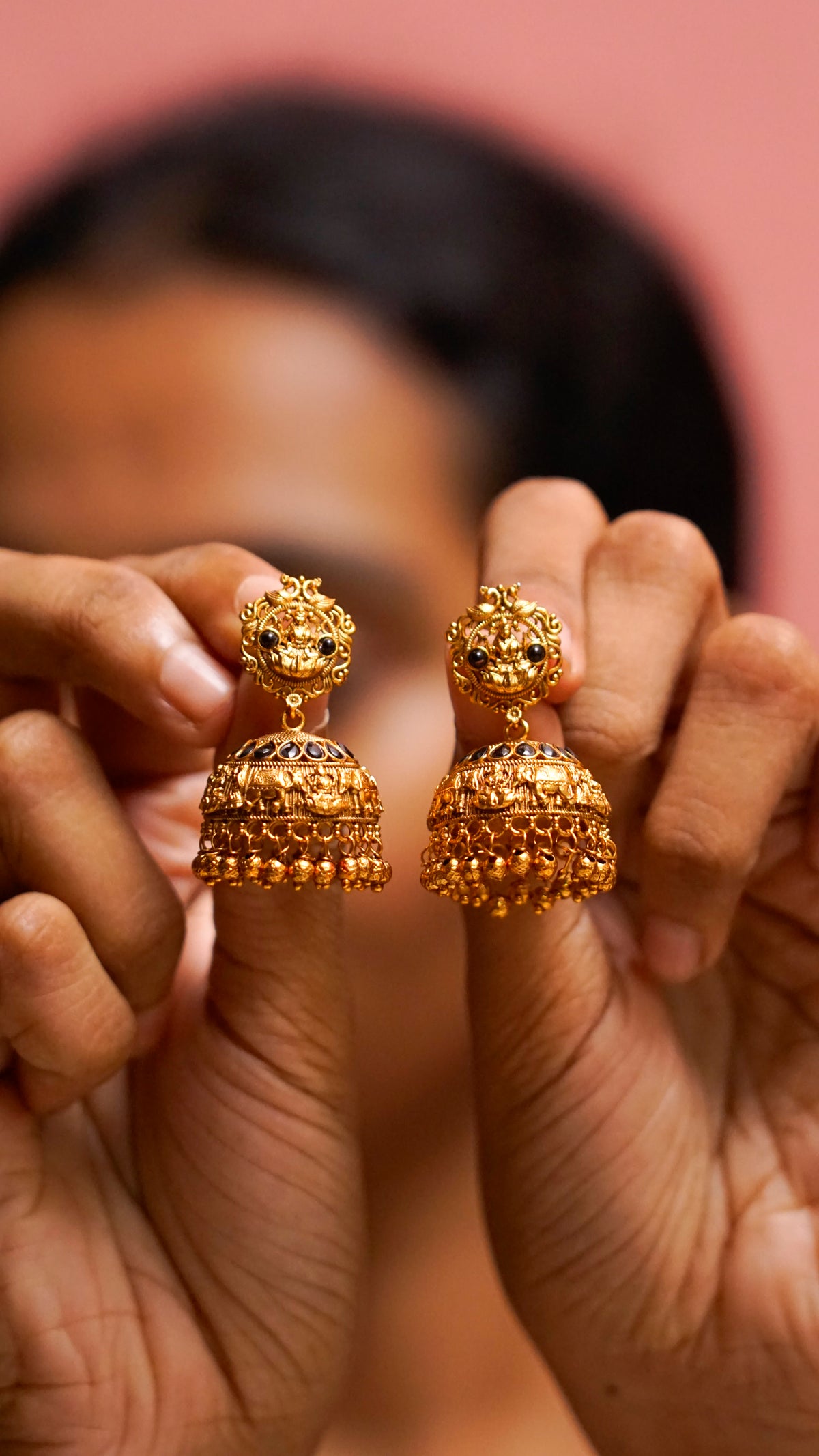 Antique Gold Temple Jhumka Earrings [J66]