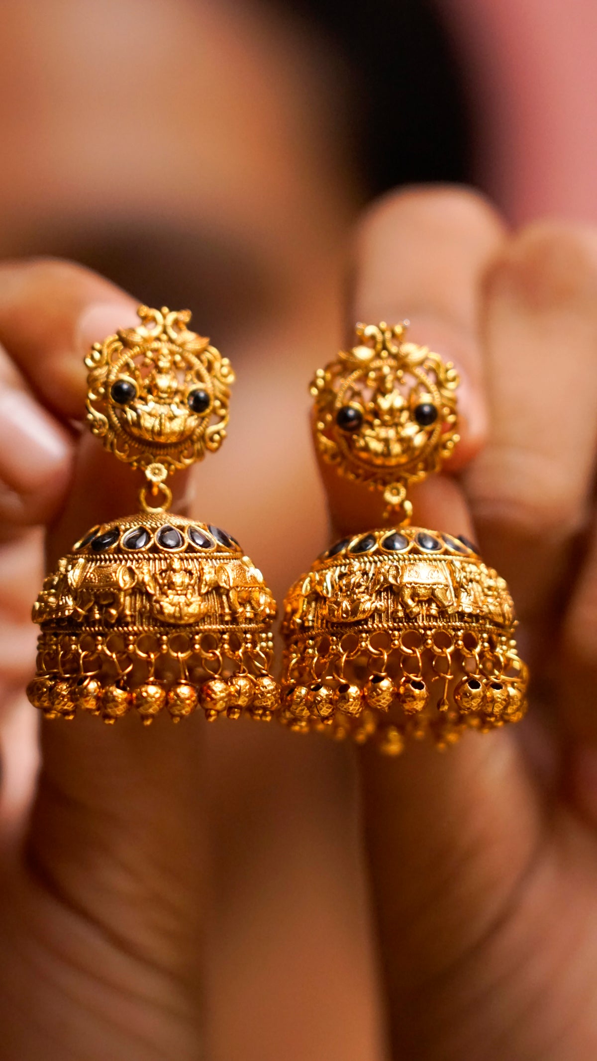 Antique Gold Temple Jhumka Earrings [J66]