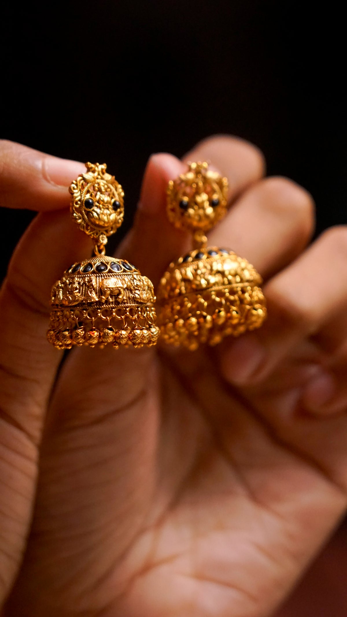 Antique Gold Temple Jhumka Earrings [J66]