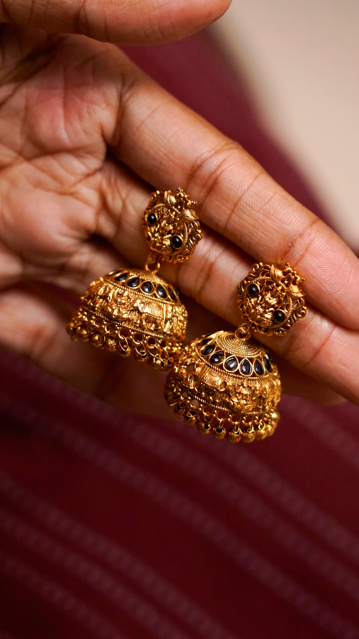 Antique Gold Temple Jhumka Earrings [J66]
