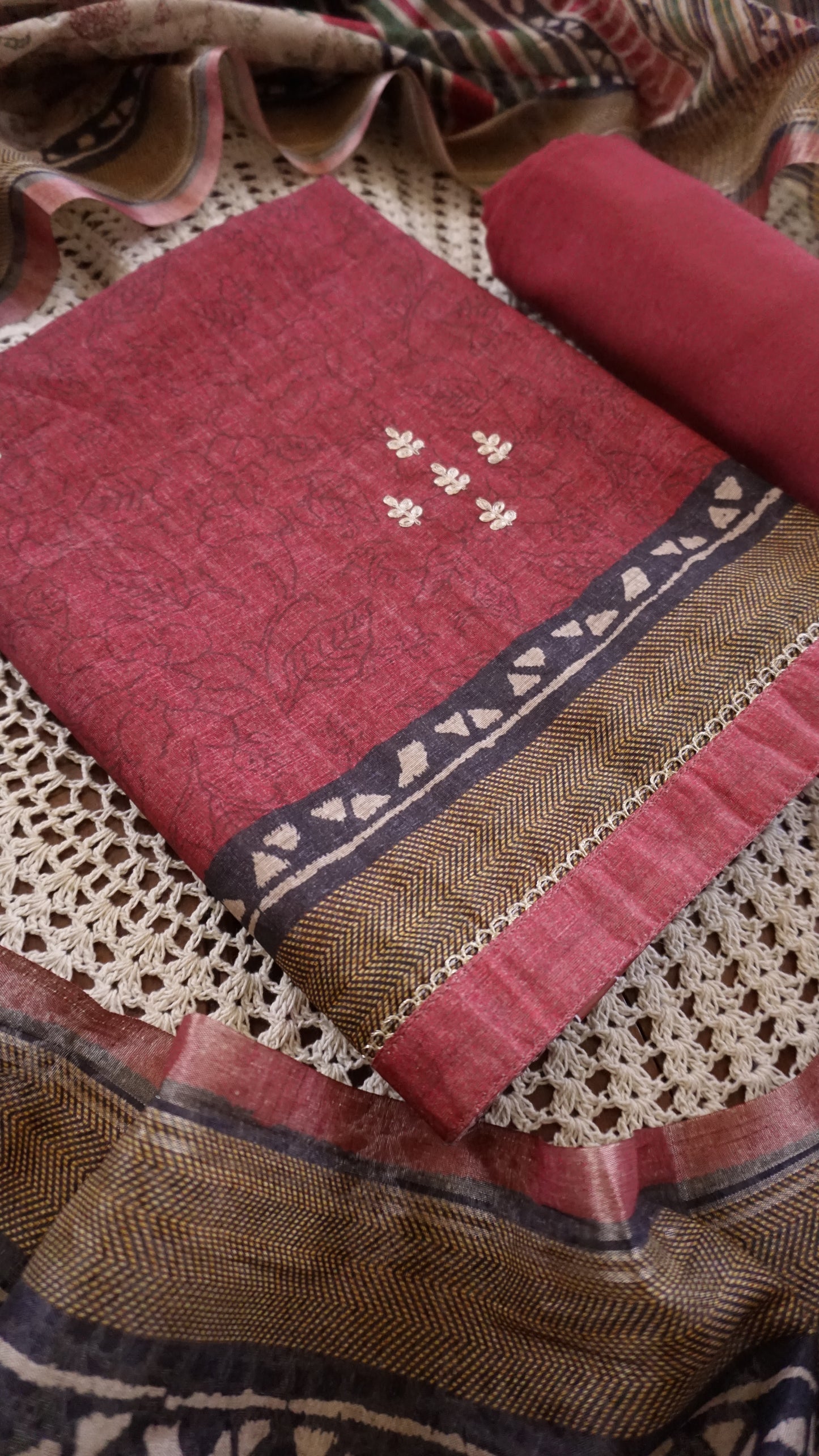 Tussar Chanderi Unstitched Salwar Set [GUD46]