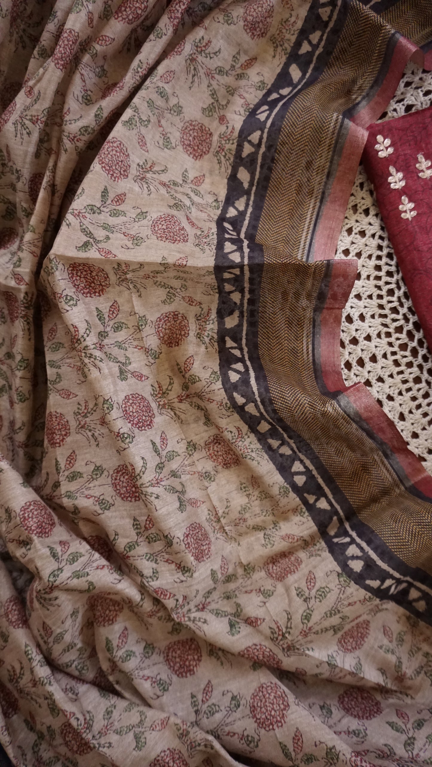 Tussar Chanderi Unstitched Salwar Set [GUD46]