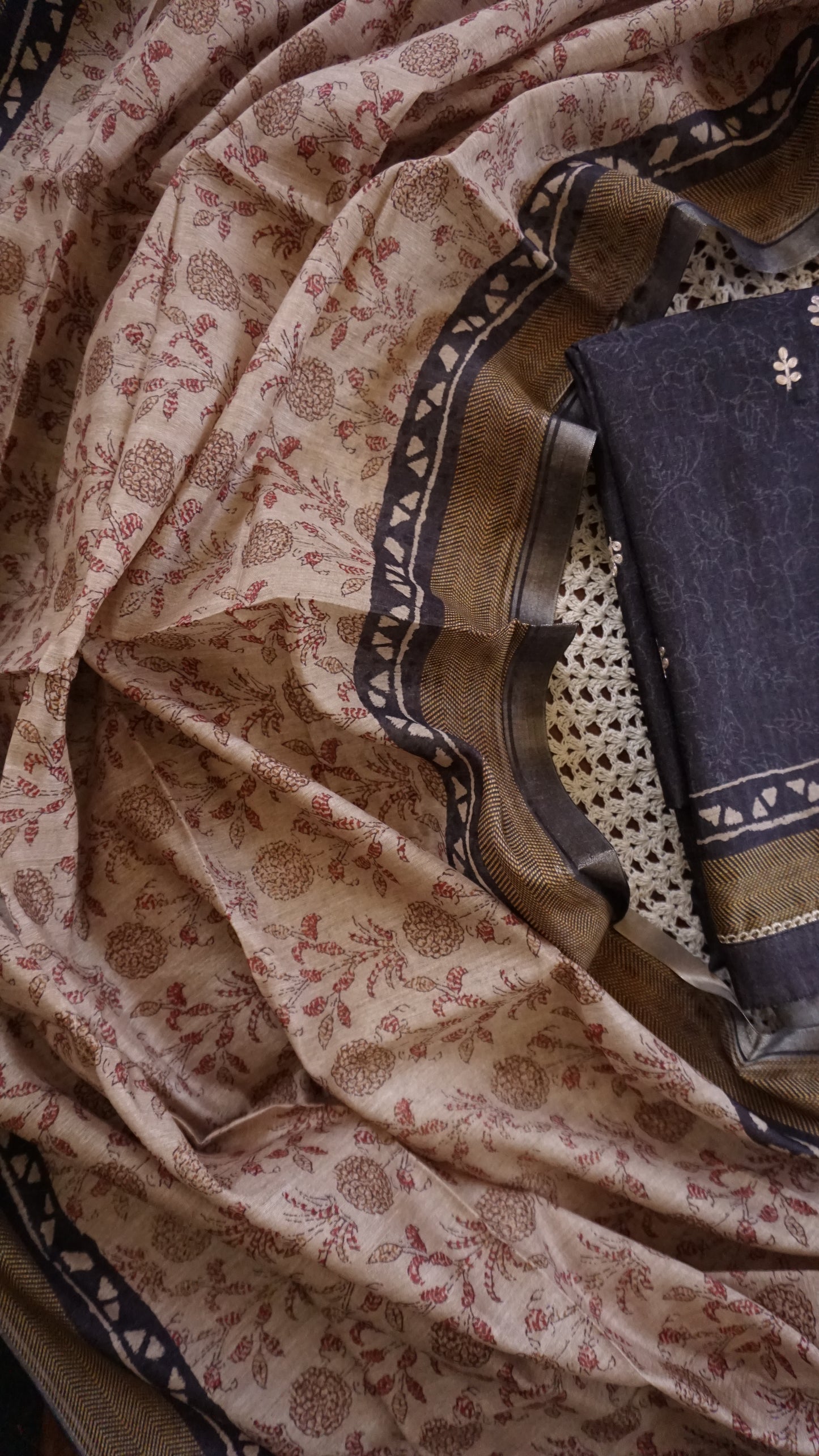 Tussar Chanderi Unstitched Salwar Set [GUD47]