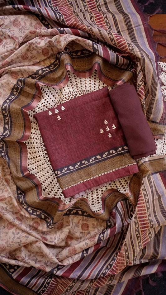 Tussar Chanderi Unstitched Salwar Set [GUB45]