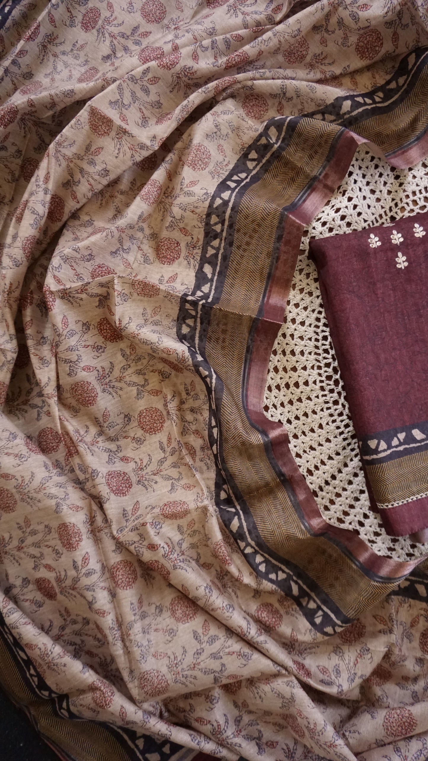 Tussar Chanderi Unstitched Salwar Set [GUB45]