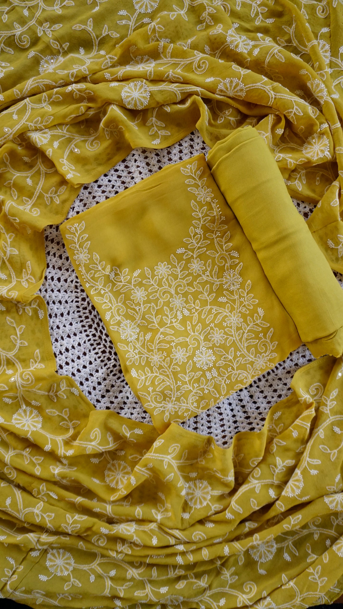 Elegant Yellow Georgette Unstitched Salwar Suit [GUD223]