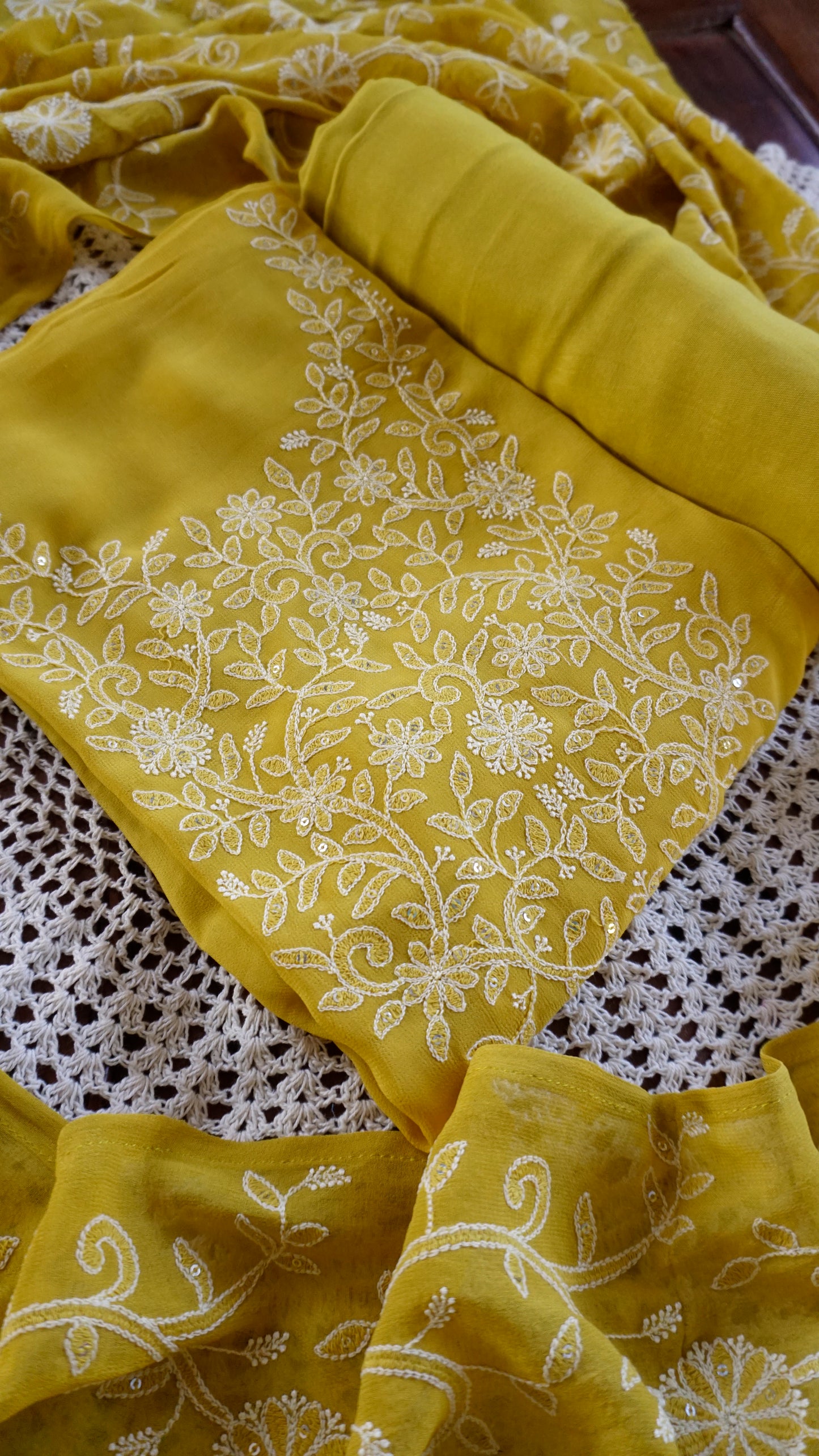 Elegant Yellow Georgette Unstitched Salwar Suit [GUD223]