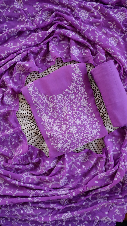 Elegant Lavender Georgette Unstitched Salwar Suit [GUD222]