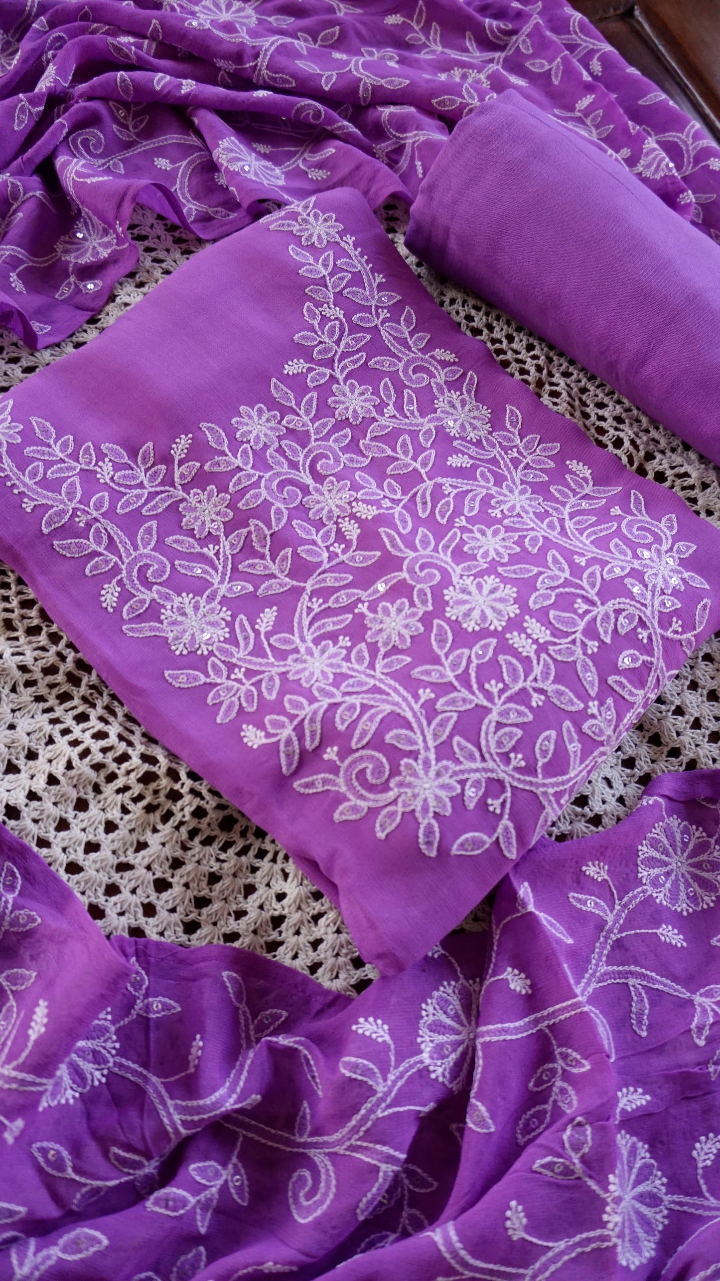 Elegant Lavender Georgette Unstitched Salwar Suit [GUD222]