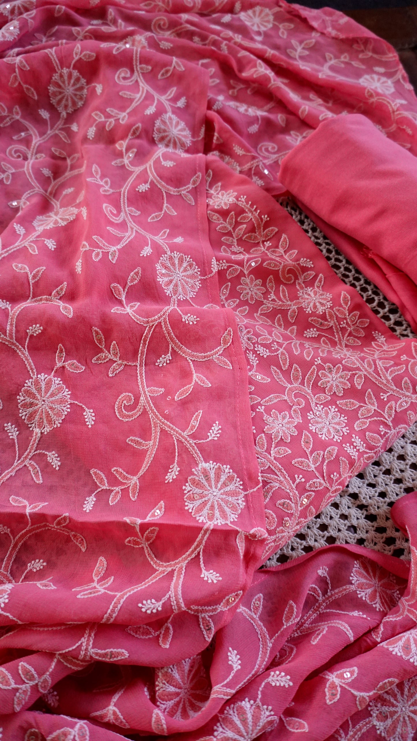 Elegant Pink Georgette Unstitched Salwar Suit [GUD221]