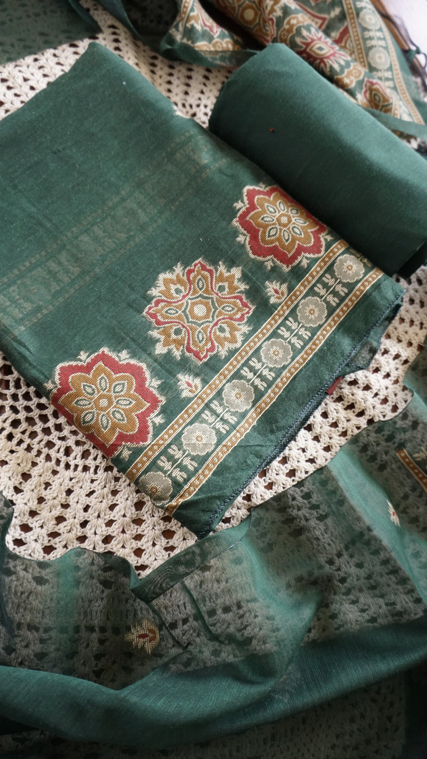 Forest Emerald Jamdani Salwar Set  [GUD367]