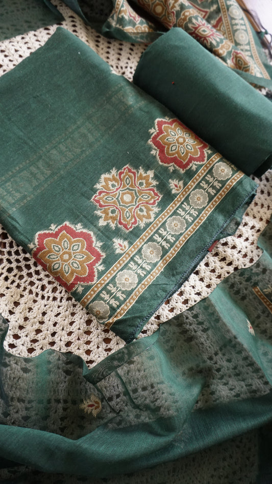 Forest Emerald Jamdani Salwar Set  [GUD367]