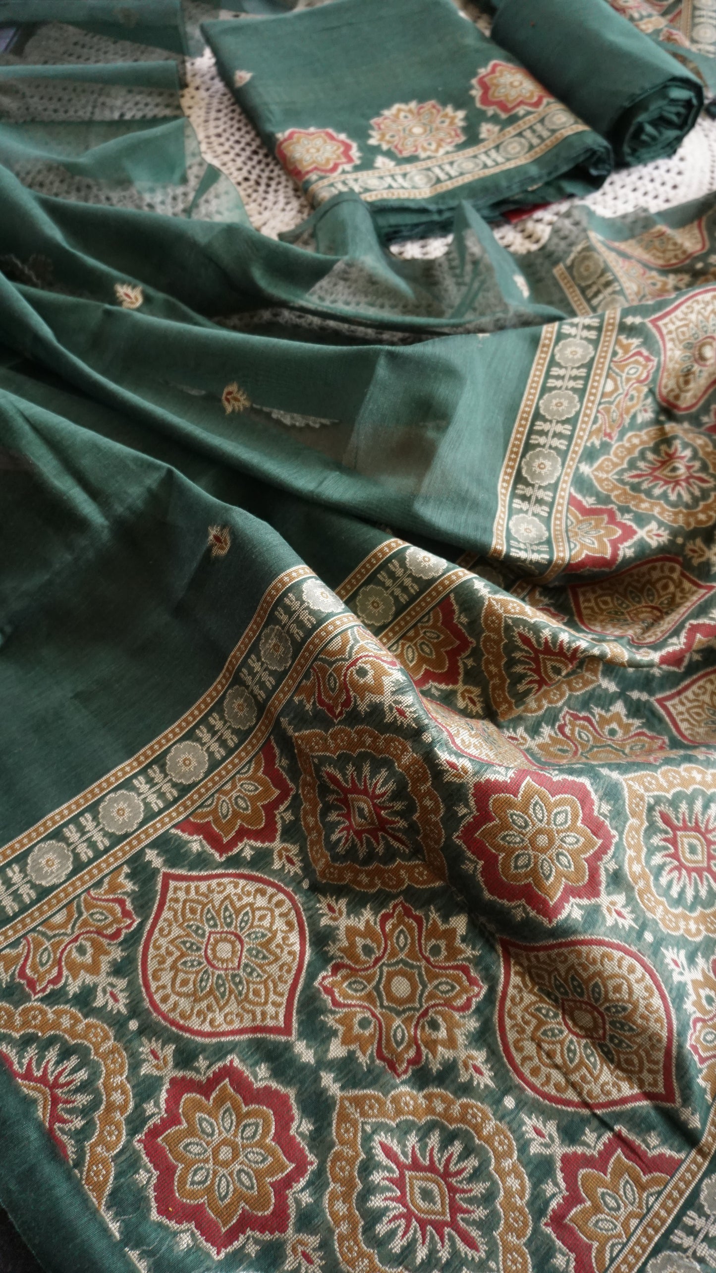 Forest Emerald Jamdani Salwar Set  [GUD367]