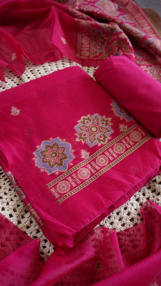 Royal Magenta Jamdani Salwar Set [GUD364]