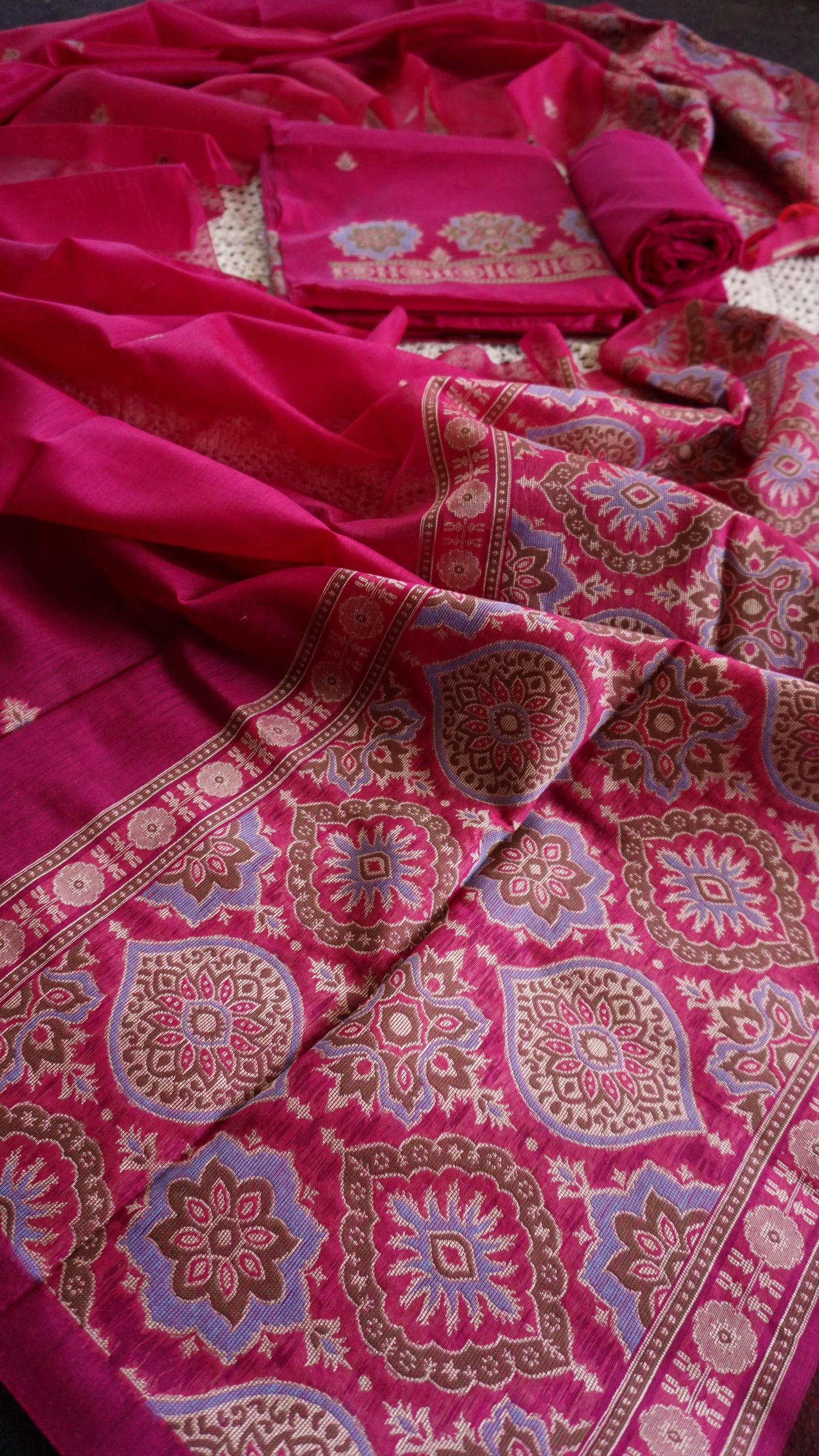 Royal Magenta Jamdani Salwar Set [GUD364]