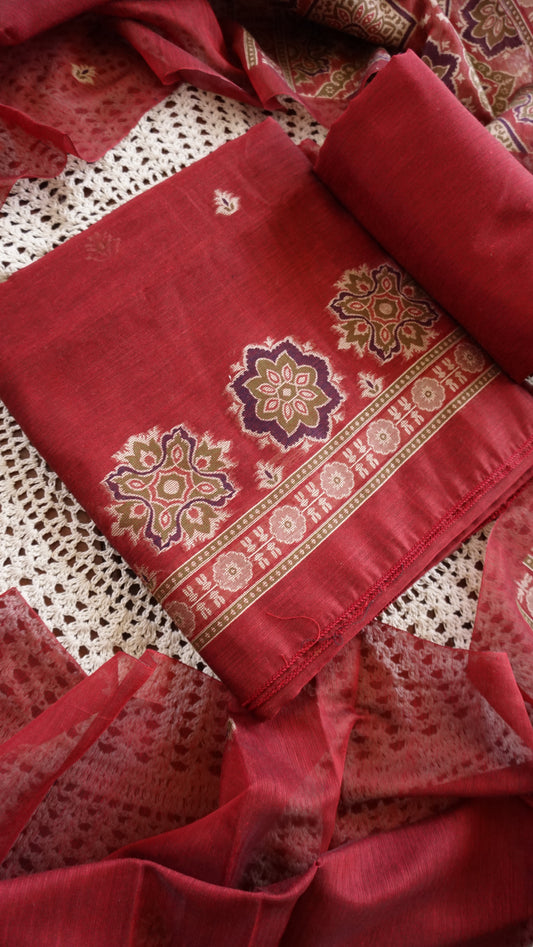 Deep Crimson Jamdani Salwar Set [GUD366]