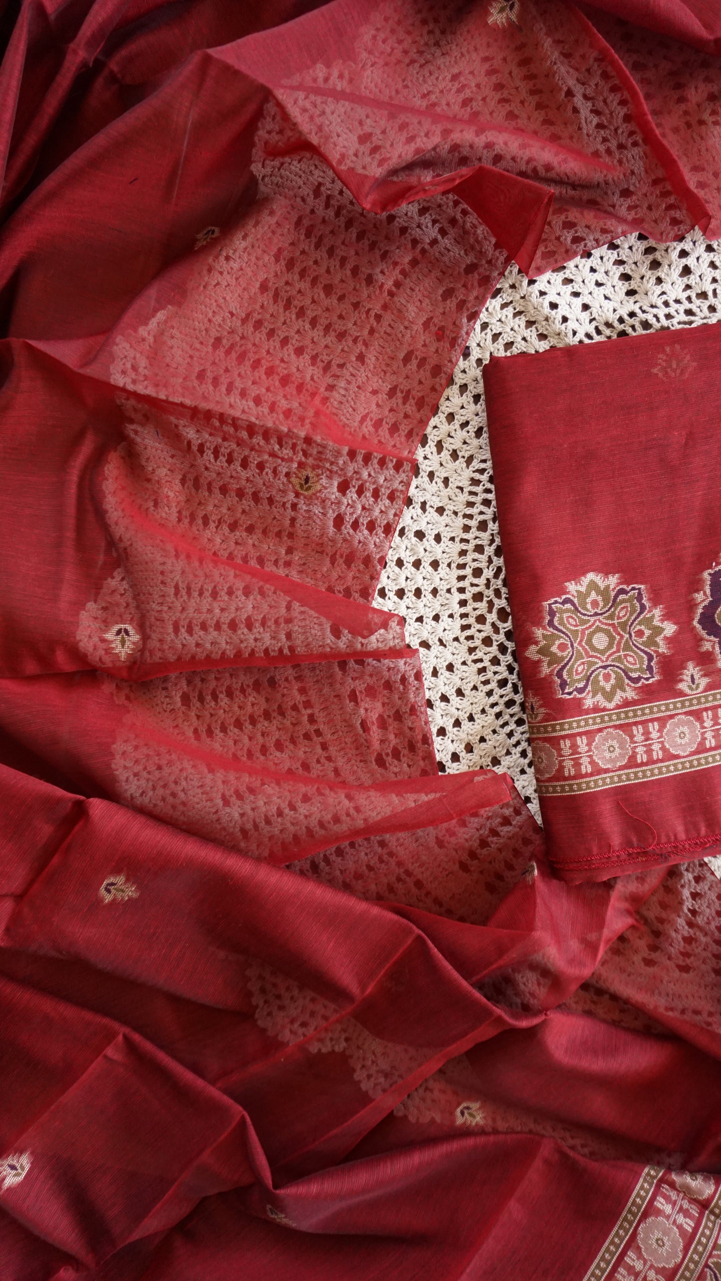 Deep Crimson Jamdani Salwar Set [GUD366]