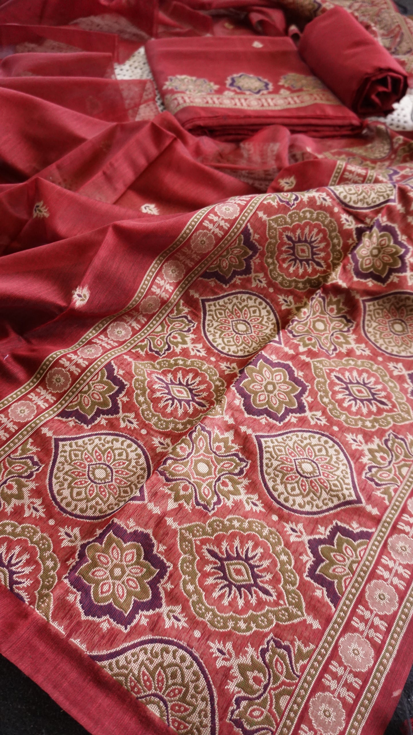 Deep Crimson Jamdani Salwar Set [GUD366]