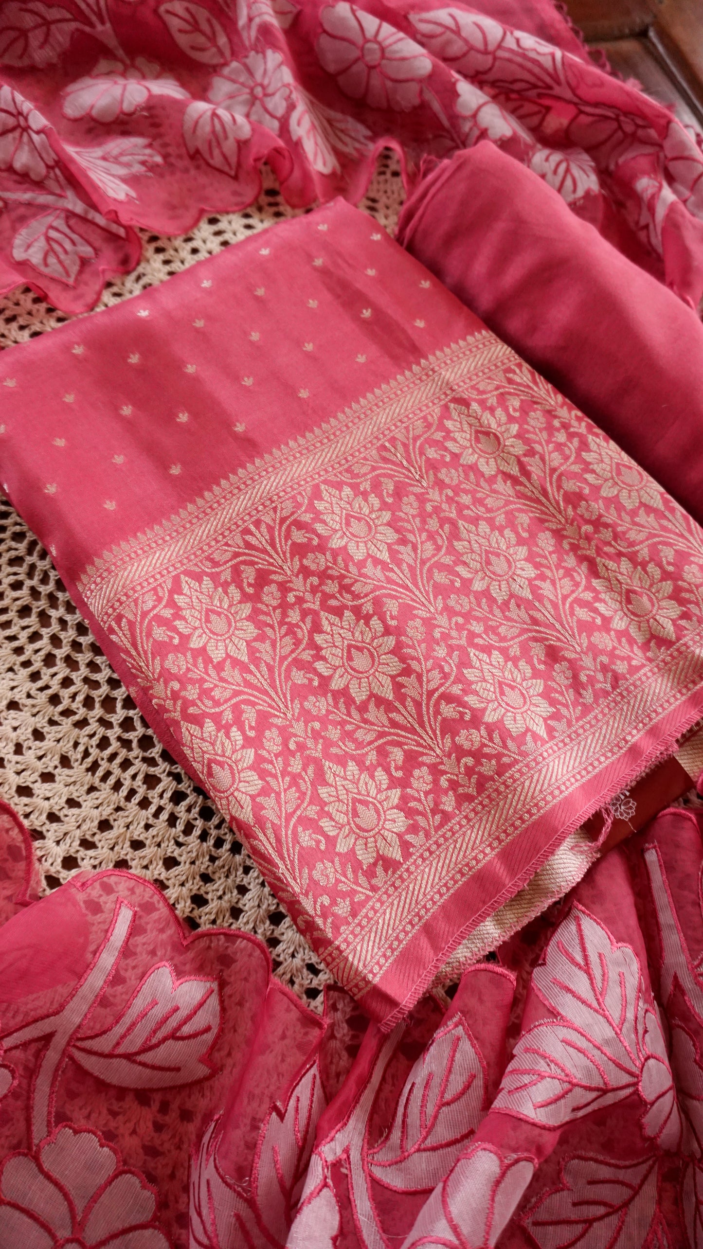 Banarasi Silk Unstitched Salwar Suit with Zari Work [GUD359]